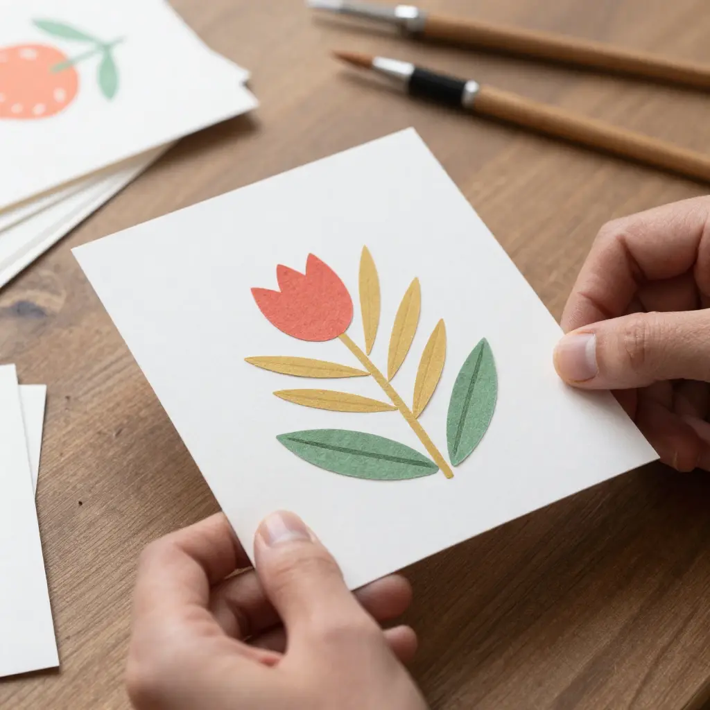 Handcrafting process of paper cards